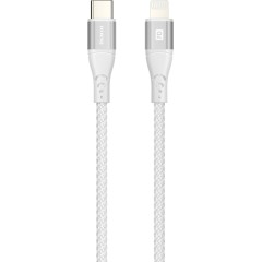 Кабель Olmio MFI Type-С - Lightning PD 1.2м текстильная оплетка белый