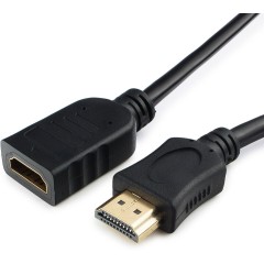 Кабель-удлинитель HDMI Cablexpert CC-HDMI4X-0.5M, 19M/<wbr>19F, v2.0, медь, позол.контакты, экран, 0.5м, черный, пакет