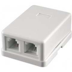 Розетка телефонная TA-102 RJ-11 (6P4C) внешняя 2 порта, белая