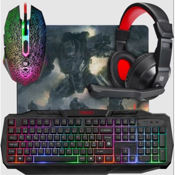 Комплект игровой Defender Target MKP-350 RU, мышь+клавиатура+ковер+гарнитура в Metoo.kz - Metoo (1)