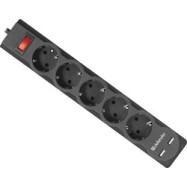 Сетевой фильтр Defender DFS 755 - 5,0 М, 5 розеток, 2xUSB, черный