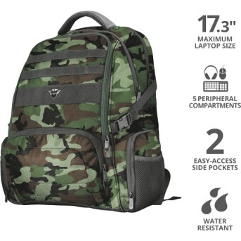 Рюкзак Trust GXT 1250G Hunter Gaming 17,3" зелёный-камуфляж - Metoo (1)