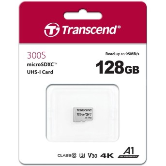 Карта памяти MicroSD 128GB Class 10 U3 Transcend TS128GUSD300S - Metoo (1)