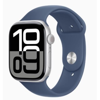 Apple Watch Series 10 GPS 46mm Silver Aluminium Case with Denim Sport Band - M/<wbr>L (MWWM3QI/<wbr>A) - Metoo (1)