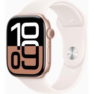 Apple Watch Series 10 GPS 46mm Rose Gold Aluminium Case with Light Blush Sport Band - M/L (MWWU3QI/A)