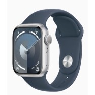 Apple Watch Series 9 GPS 41mm Silver Aluminium Case with Storm Blue Sport Band - S/M (MR903QR/A)