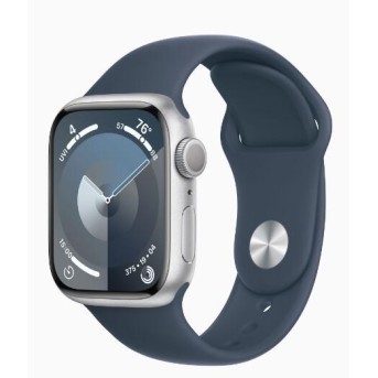 Apple Watch Series 9 GPS 45mm Silver Aluminium Case with Storm Blue Sport Band - S/<wbr>M (MR9D3QR/<wbr>A) - Metoo (1)