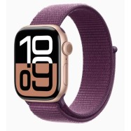 Apple Watch Series 10 GPS 42mm Rose Gold Aluminium Case with Plum Sport Loop (MWWK3QI/A)