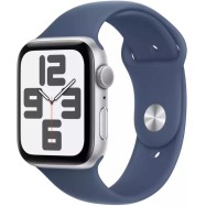 Apple Watch SE GPS 40mm Silver Aluminium Case with Denim Sport Band - S/M (MXEC3QI/A)