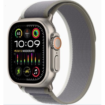 Apple Watch Ultra 2 GPS Cellular, 49mm Titanium Case with Green/<wbr>Grey Trail Loop - M/<wbr>L (MRF43GK/<wbr>A) - Metoo (1)