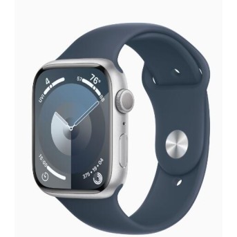 Apple Watch Series 9 GPS 45mm Silver Aluminium Case with Storm Blue Sport Band - M/<wbr>L (MR9E3QR/<wbr>A) - Metoo (1)