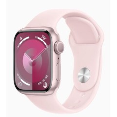 Apple Watch Series 9 GPS 41mm Pink Aluminium Case with Light Pink Sport Band - S/<wbr>M (MR933QR/<wbr>A)
